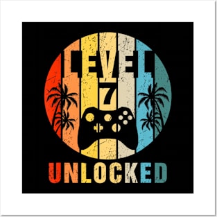 Level 7 Unlocked Video Gaming 7th Birthday Posters and Art